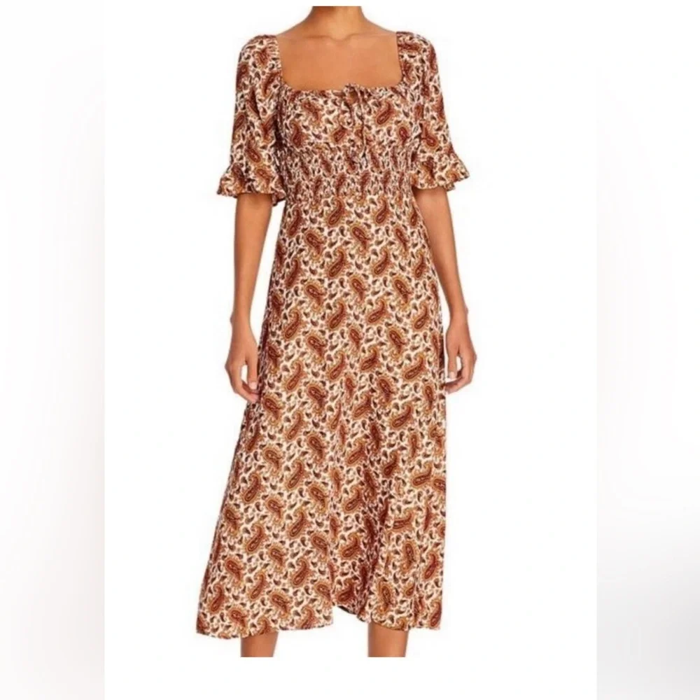 Faithfull the Brand Juniper Midi Dress Sable Paisley US 8 - Picture 1 of 16